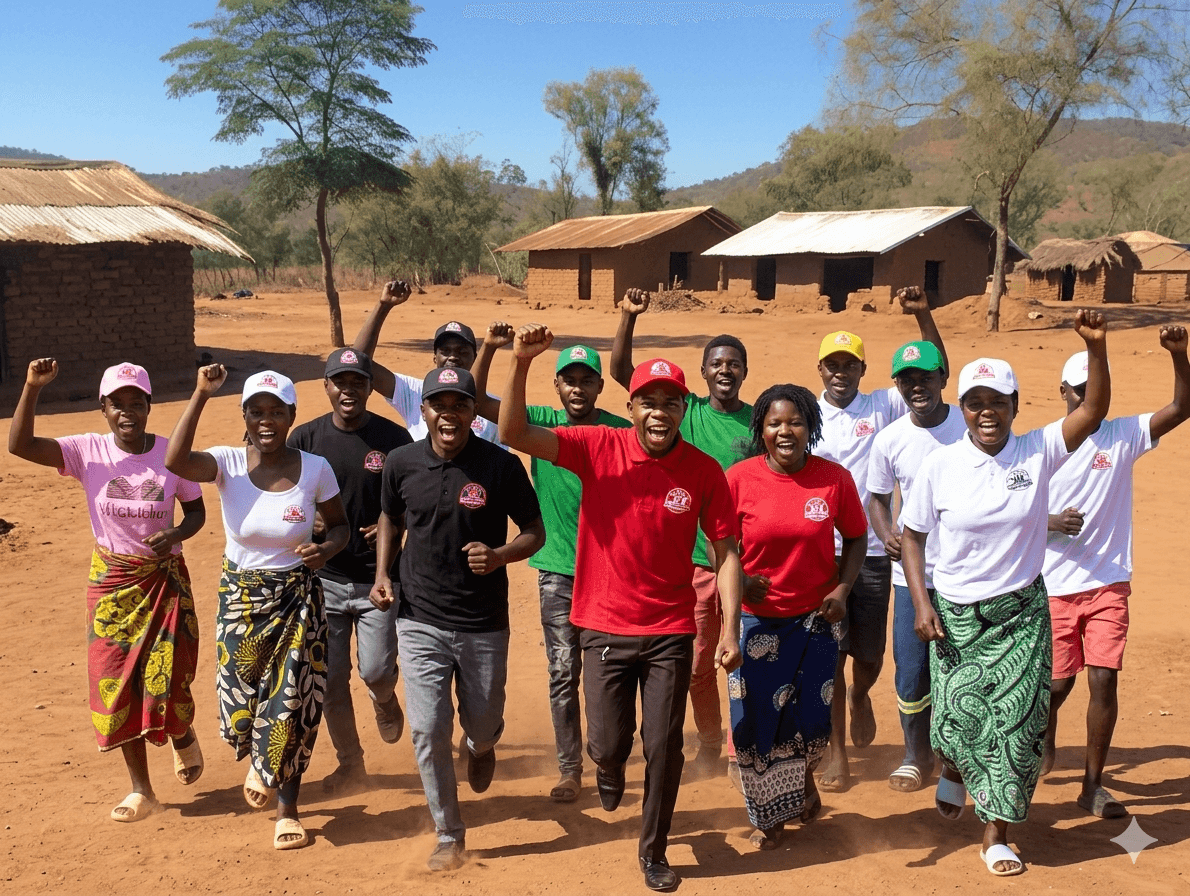 Malawian youth studying Bible together